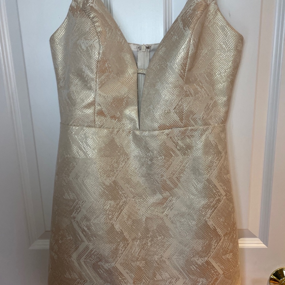 The Room Metallic Gold Chevron Mini Dress